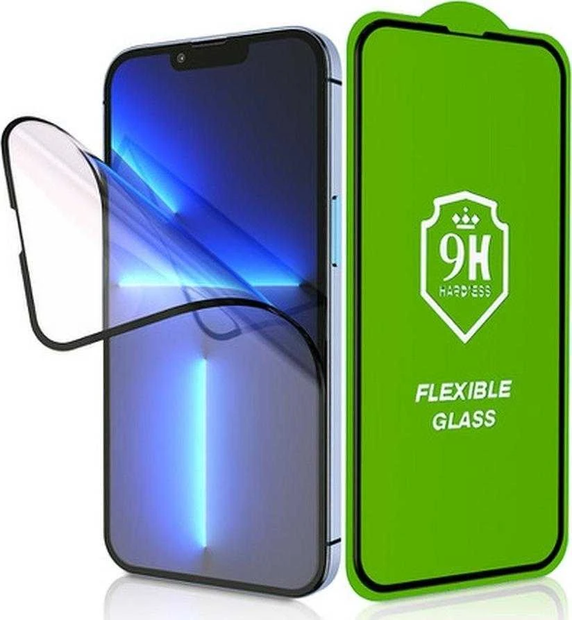 LCD apsauginis stikliukas Bestsuit Flexible Hybrid Glass 5D Samsung A536 A53 5G pritaikytas dėklui juodas