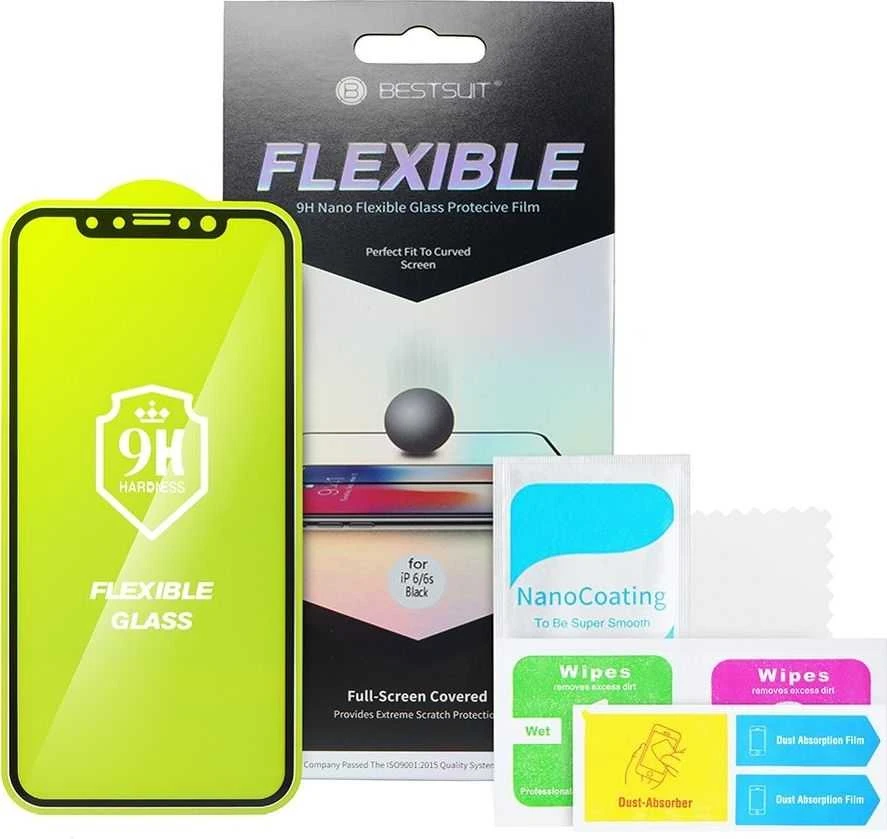 LCD apsauginis stikliukas Bestsuit Flexible Hybrid Glass 5D (Hot Bending) Huawei P30 Pro pritaikytas dėklui juodas