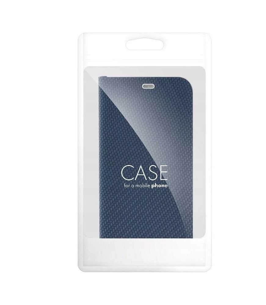 OEM atverčiamas dėklas iPhone 16e (SE 4 2025) Luna Book Carbon mėlynas