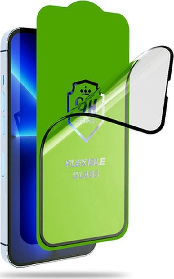 LCD apsauginis stikliukas Bestsuit Flexible Hybrid Glass 5D Apple iPhone 15 Plus pritaikytas dėklui juodas