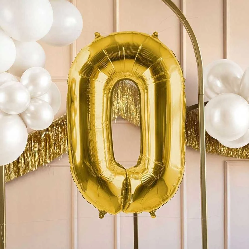 Party Deco Balionas folinis skaičius 0 auksinis 72cm