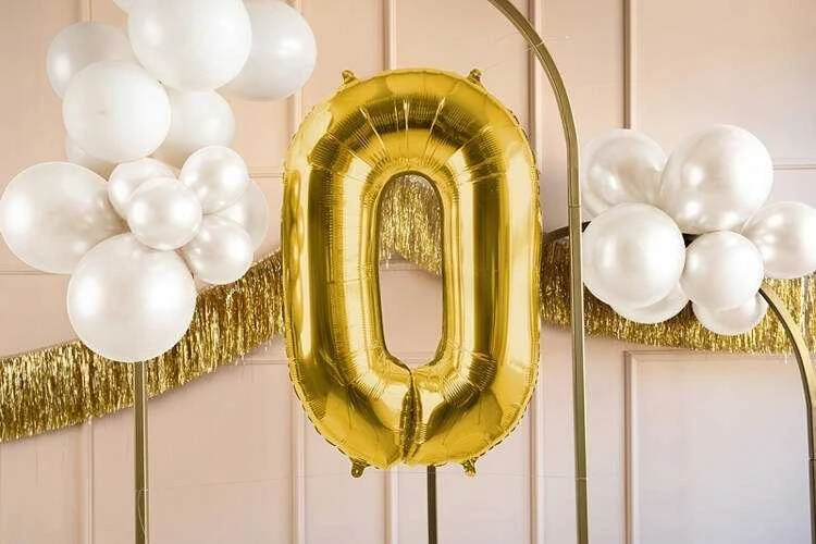 Party Deco Balionas folinis skaičius 0 auksinis 72cm