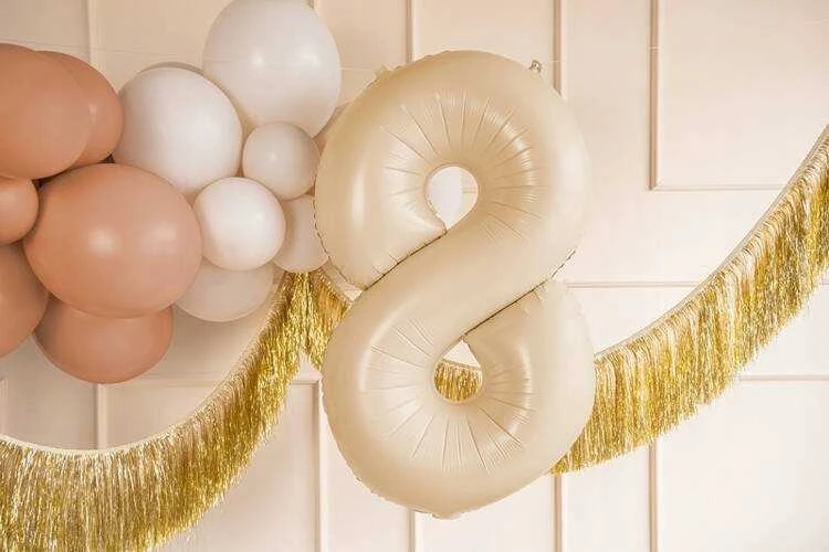 Party Deco Balionas folinis skaičius 8 gelsvas matinis 72cm