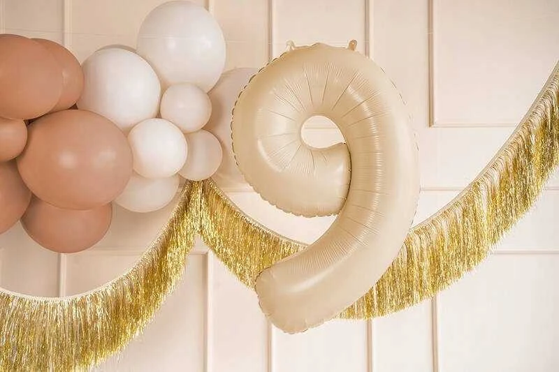 Party Deco Balionas folinis skaičius 9 gelsvas matinis 72cm