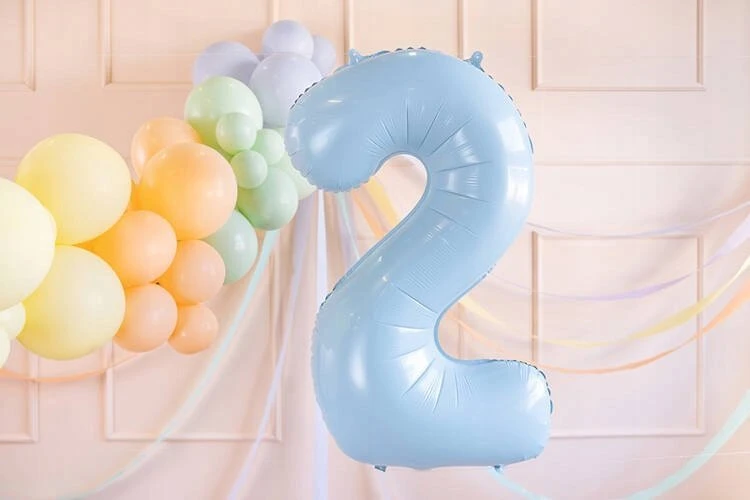 Party Deco Balionas folinis skaičius 2 melsvas 72cm