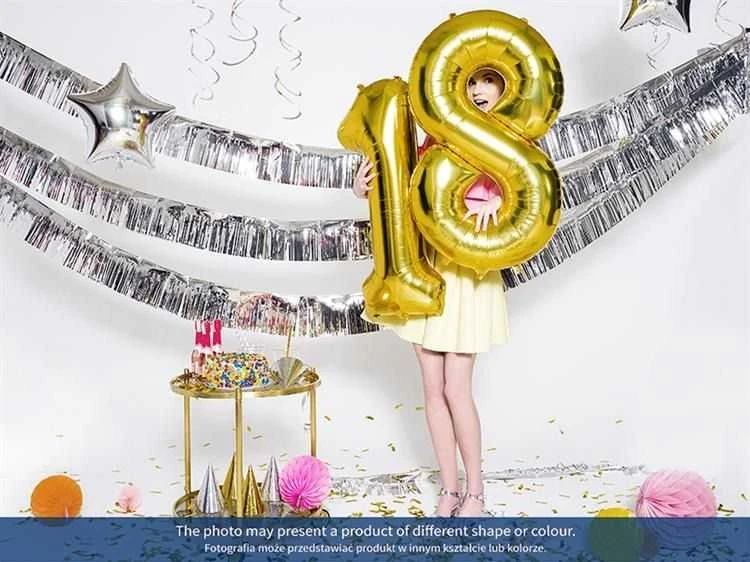 PartyDeco Balionas folinis skaičius 0 sidabrinis 86cm