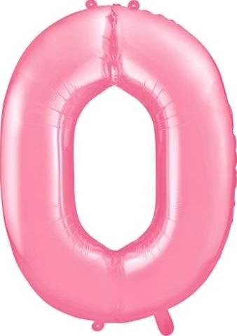 PartyDeco Folinis balionas "0" rožinis, 86 cm