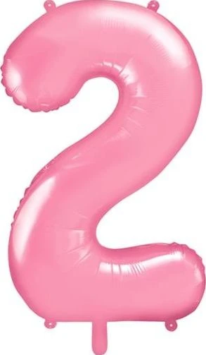 PartyDeco Folinis balionas "2" rožinis, 86 cm