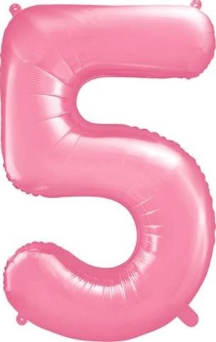 PartyDeco Folinis balionas "5" rožinis, 86 cm