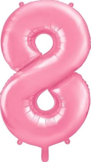 PartyDeco Folinis balionas "8" rožinis, 86 cm