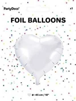 Party Deco PartyDeco Folinis balionas "Širdelė" 45cm baltas