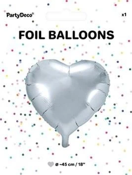 Party Deco Balionas folinis "Širdelė" sidabrinis 45cm