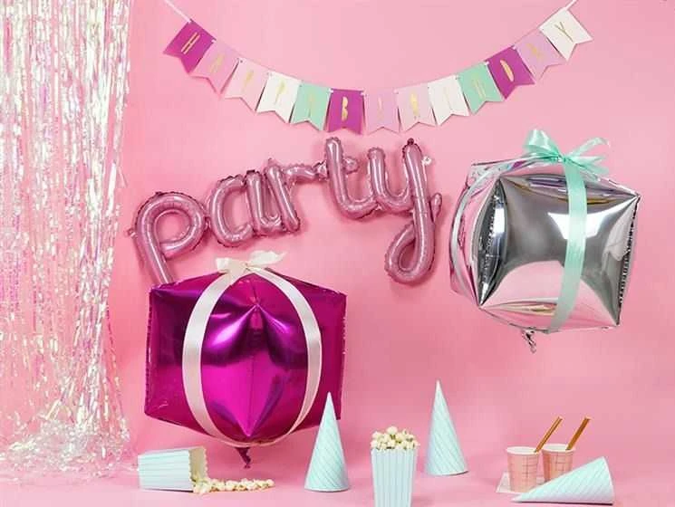 Party Deco Folinis balionas Cubic 35*35*35cm rausvas