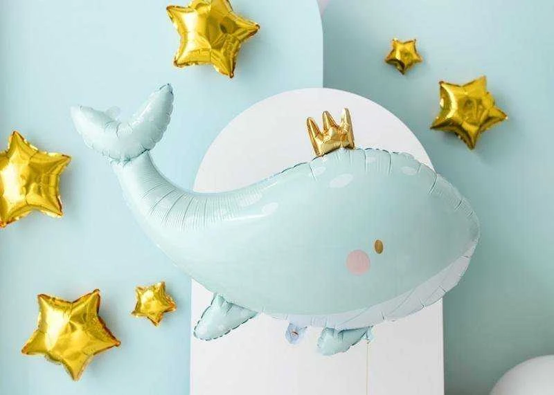 Party Deco PartyDeco Folinis balionas Banginukas 93x60 cm, melsvas