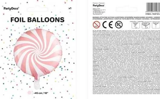 Party Deco Folinis balionas "Saldainis Candy" balta rausva