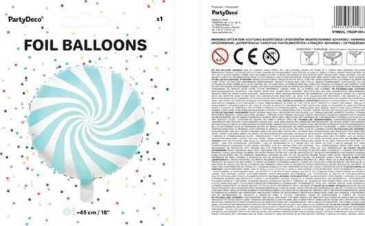 Party Deco Folinis balionas "Saldainis Candy" balta melsva