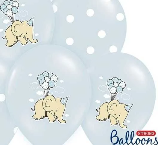 Party Deco Balionai "Drambliukas" melsvi 30cm 6 vnt