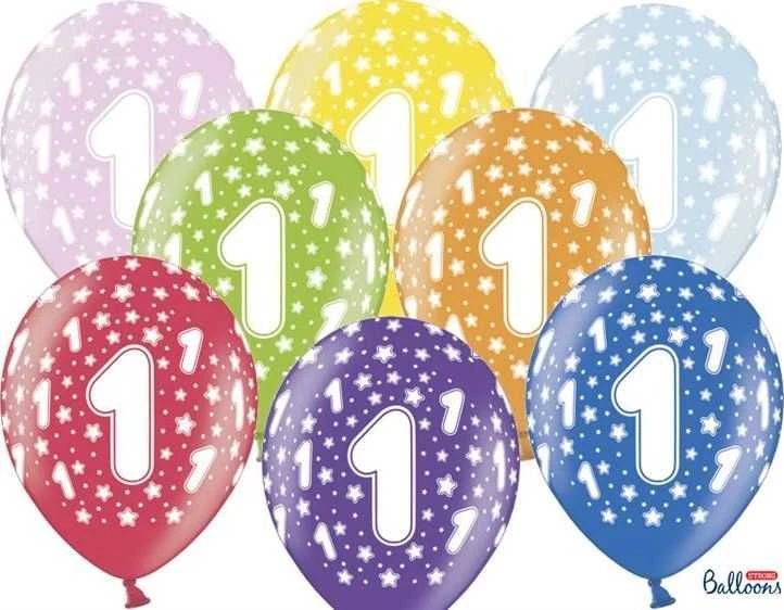 Party Deco PartyDeco Balony 30cm 1-ojo gimtadienio metalo spalvų mišinys A50 91794