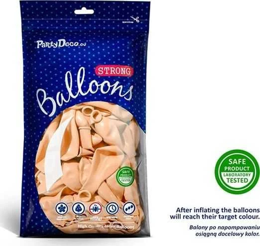 PartyDeco Stiprūs balionai Šviesiai persikinė 30 cm, 50vnt