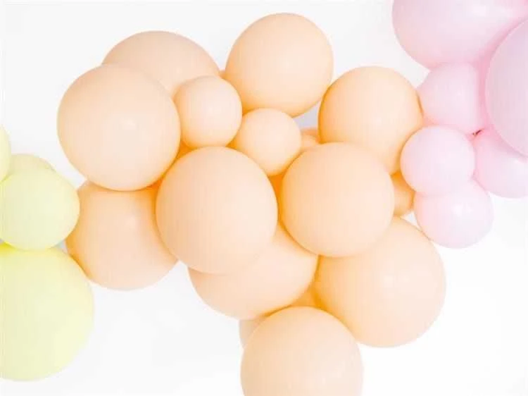 PartyDeco Stiprūs balionai Šviesiai persikinė 30 cm, 50vnt