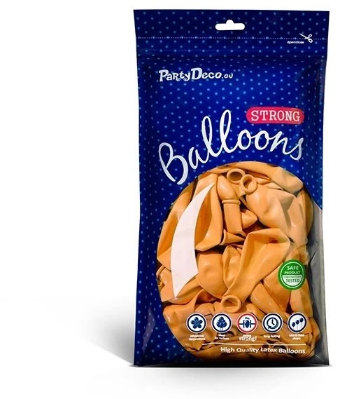 PartyDeco Stiprūs balionai Mandarinų oranžinė 30 cm, 50vnt