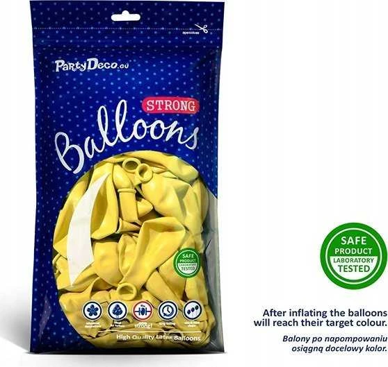 Geltoni metalizuoti balionai pakuotėje