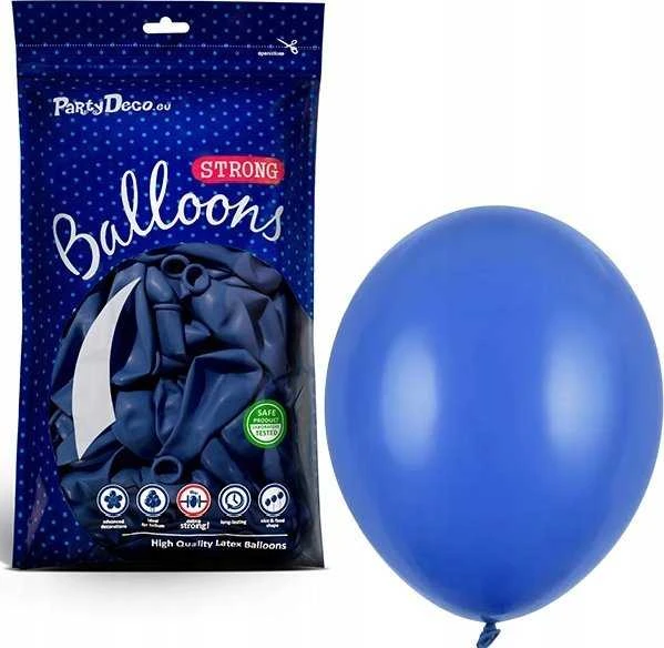 PartyDeco Stiprūs balionai Mėlyni 30 cm, 50vnt