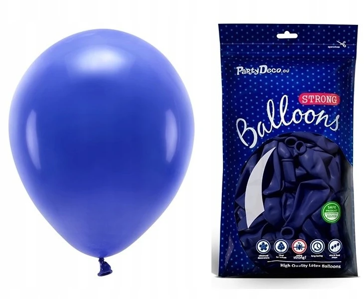 PartyDeco Stiprūs balionai Karališka mėlyna 30 cm, 50vnt