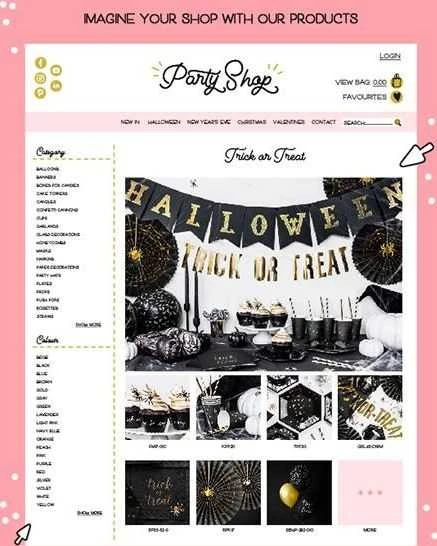 Party Deco PartyDeco Girlianda juoda Halloween'as, 20x175