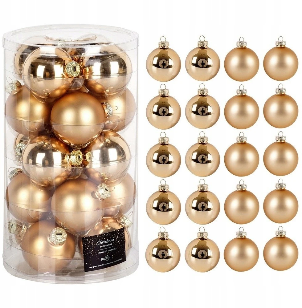 Party Deco Home Styling Collection Kalėdiniai kamuoliukai stikliniai 20 vnt. auksiniai 6 cm