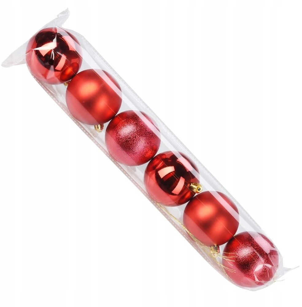 Party Deco Kalėdų kamuoliukai 7 cm 6 vnt - Beikraštiai raudoni