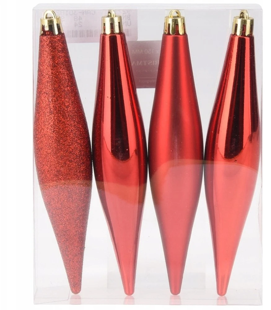 Party Deco Kūrybiniai Kalėdų papuošalai 4 vnt Raudoni Ledynai 15 cm