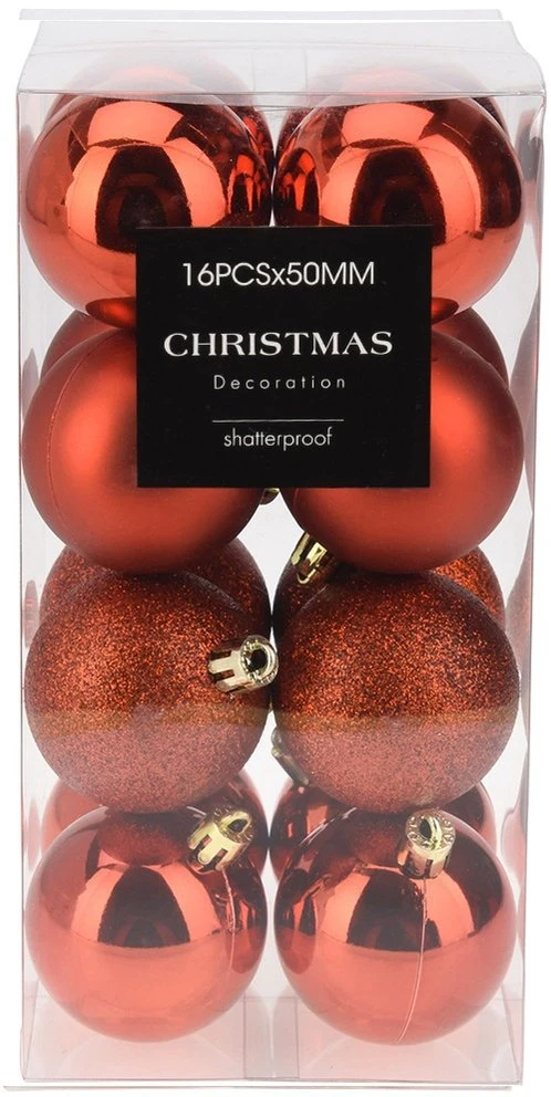 Party Deco Kalėdiniai kamuoliukai Rudi 5 cm 16 vnt - Kalėdų dekoracijos