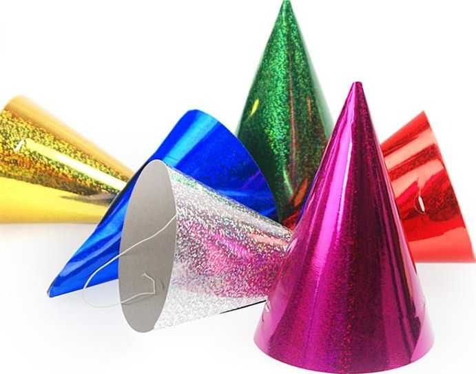 Party Deco Holografinės kepurėlės 16 cm 120 vnt.