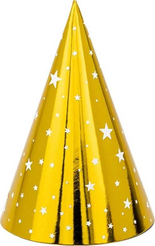 Party Deco PartyDeco Šventinės kepurėlės "Auksinės" 6vnt