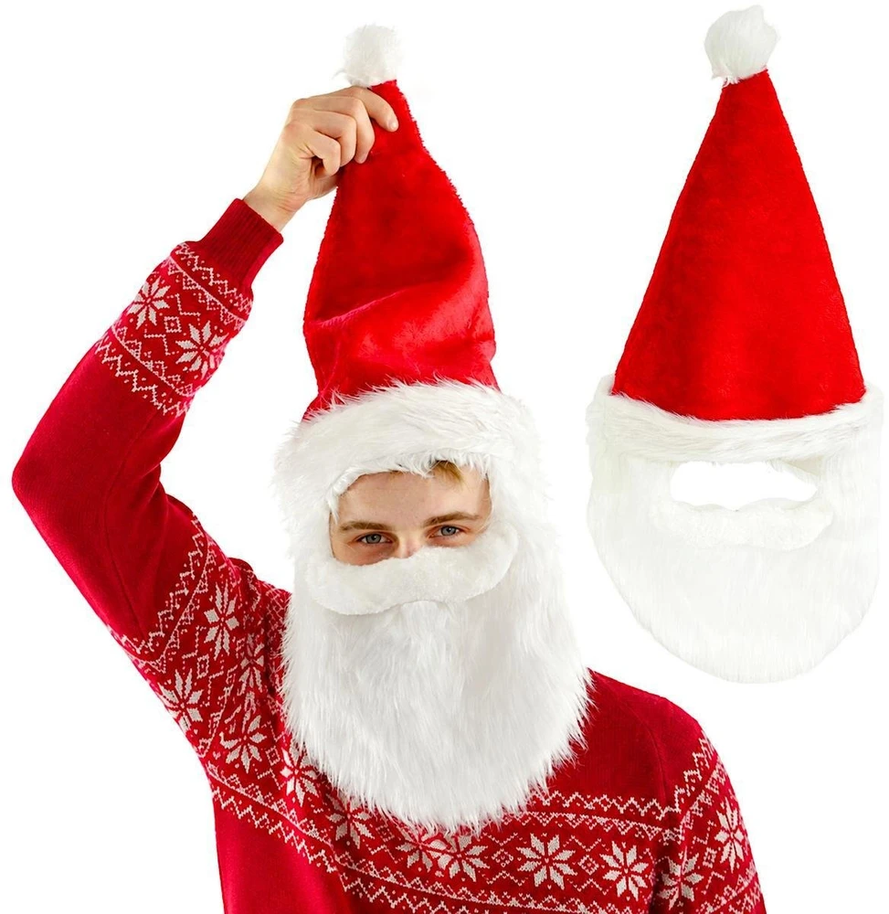 Christmas Decoration Party Deco Czapka Mikołaja su brodą 65CM