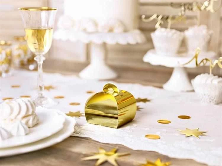 Party Deco Dovanų dėžutės auksinės 10 vnt 6*6*5,5cm