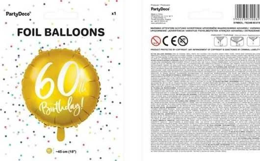 Party Deco Balionas folinis apvalus 60-as gimtadienis