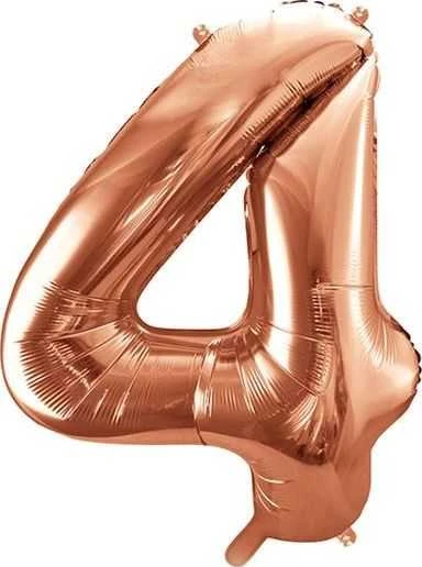 PartyDeco Folinis balionas "4" rožinio aukso, 86 cm