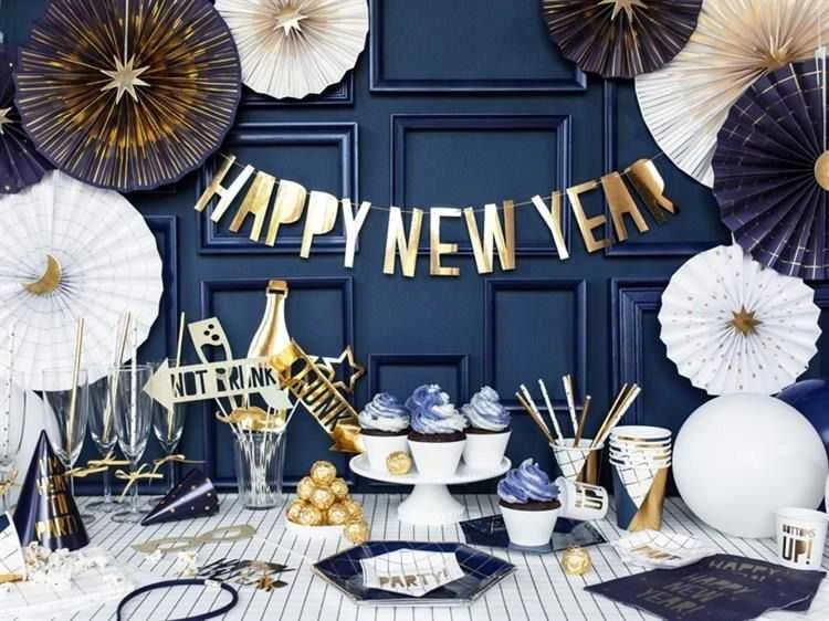 Party Deco Fotobūdelės rekvizitai, Naujųjų metų išvakarės, aukso spalvos, mišrus, 8 vnt. universalus