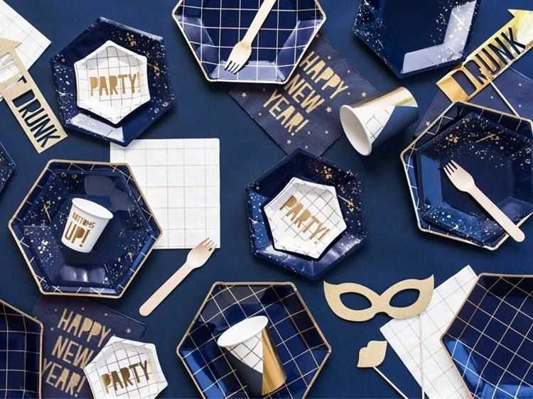 Party Deco Fotobūdelės rekvizitai, Naujųjų metų išvakarės, aukso spalvos, mišrus, 8 vnt. universalus