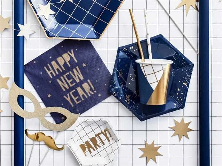 Party Deco Fotobūdelės rekvizitai, Naujųjų metų išvakarės, aukso spalvos, mišrus, 8 vnt. universalus