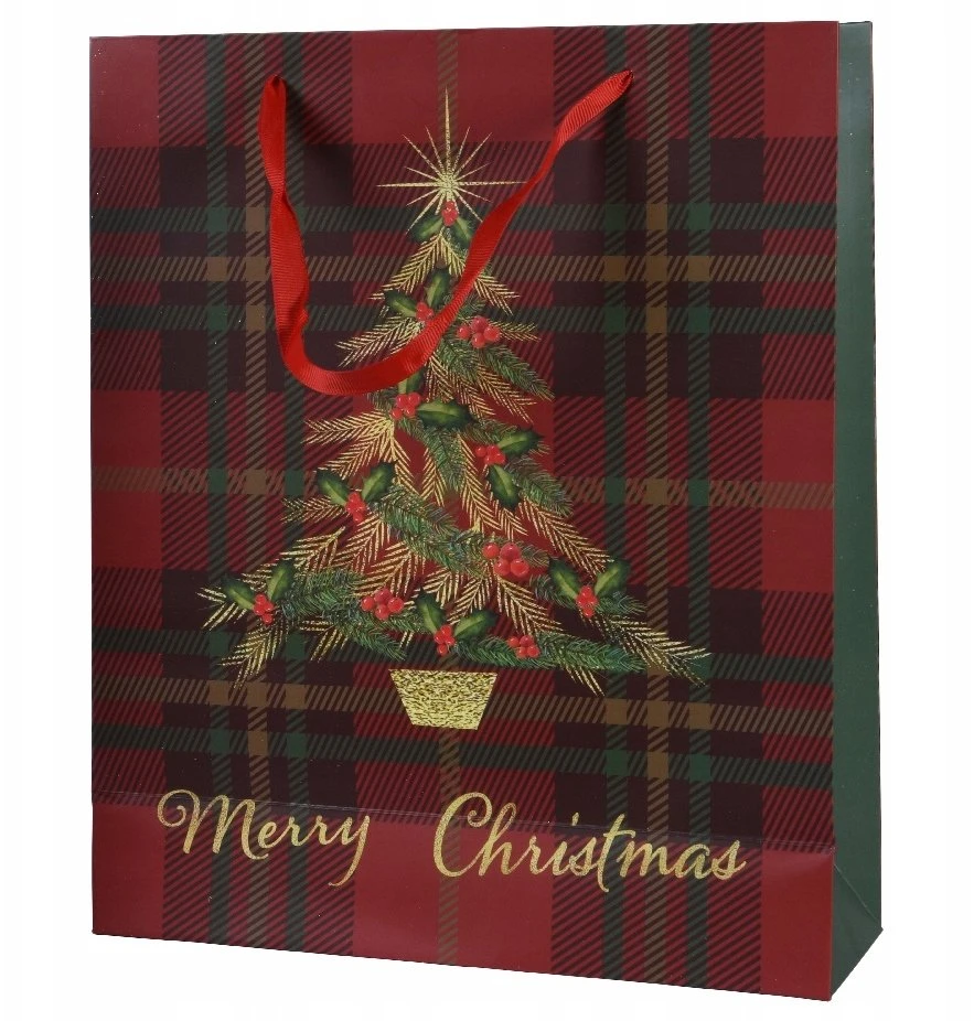 Party Deco Gift bag Decoris Tree. 10 cm x 32 cm x 26 cm. žalias