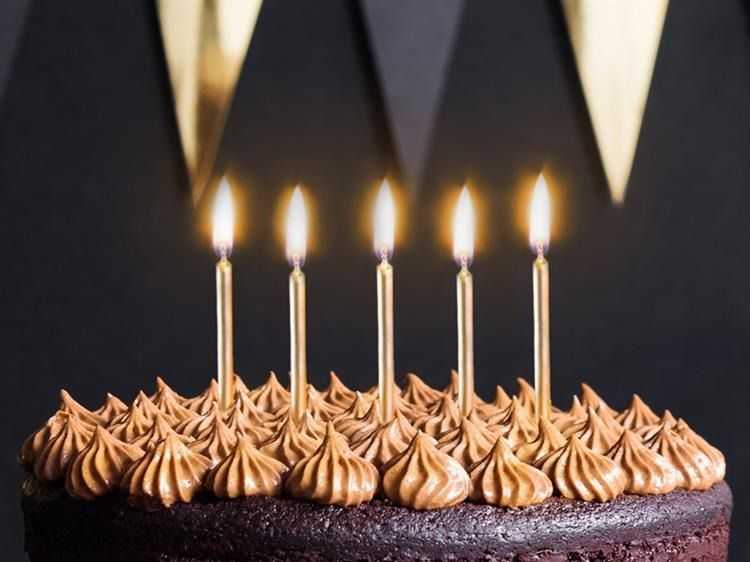 Party Deco Gimtadienio žvakutės auksinės 6 vnt 6cm