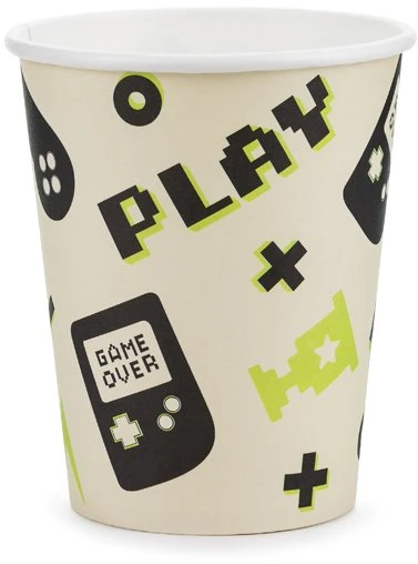 Party Deco Vienkartiniai puodeliai "Game" 220ml 6 vnt