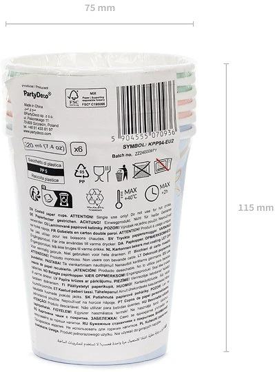 Party Deco PartyDeco kaspinėlių formos puodelių mišinys 220 ml A6 KPP94-EU1 70929