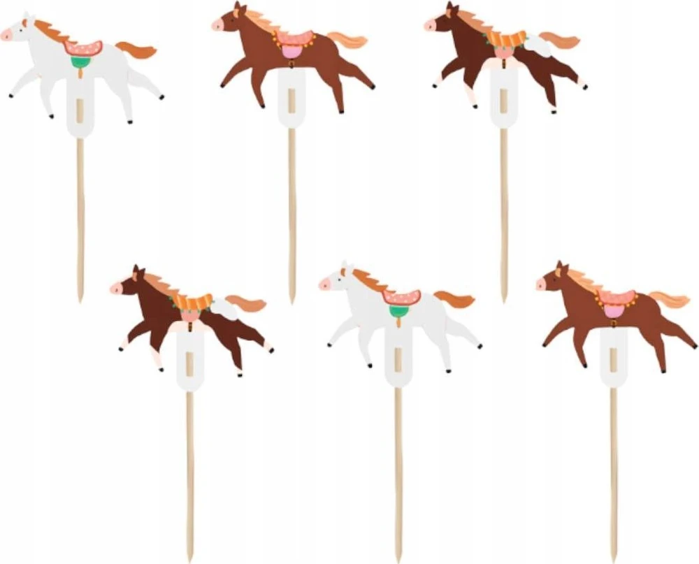 Party Deco Muffin dekoracijos arkliukai 13cm 6vnt