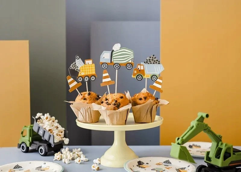 Party Deco Muffin dekoracijos Statybinės transporto priemonės 4-7cm 6vnt