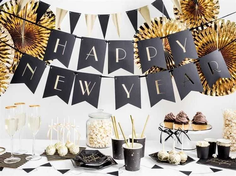 Party Deco Popierinės lėkštutės juodos "Lets celebrate" 6vnt