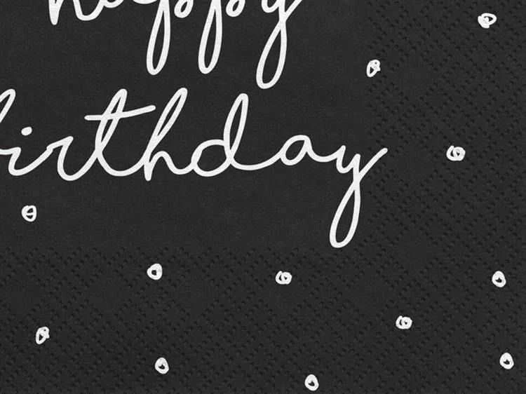 Party Deco Servetėlės "Happy birthday" juodos